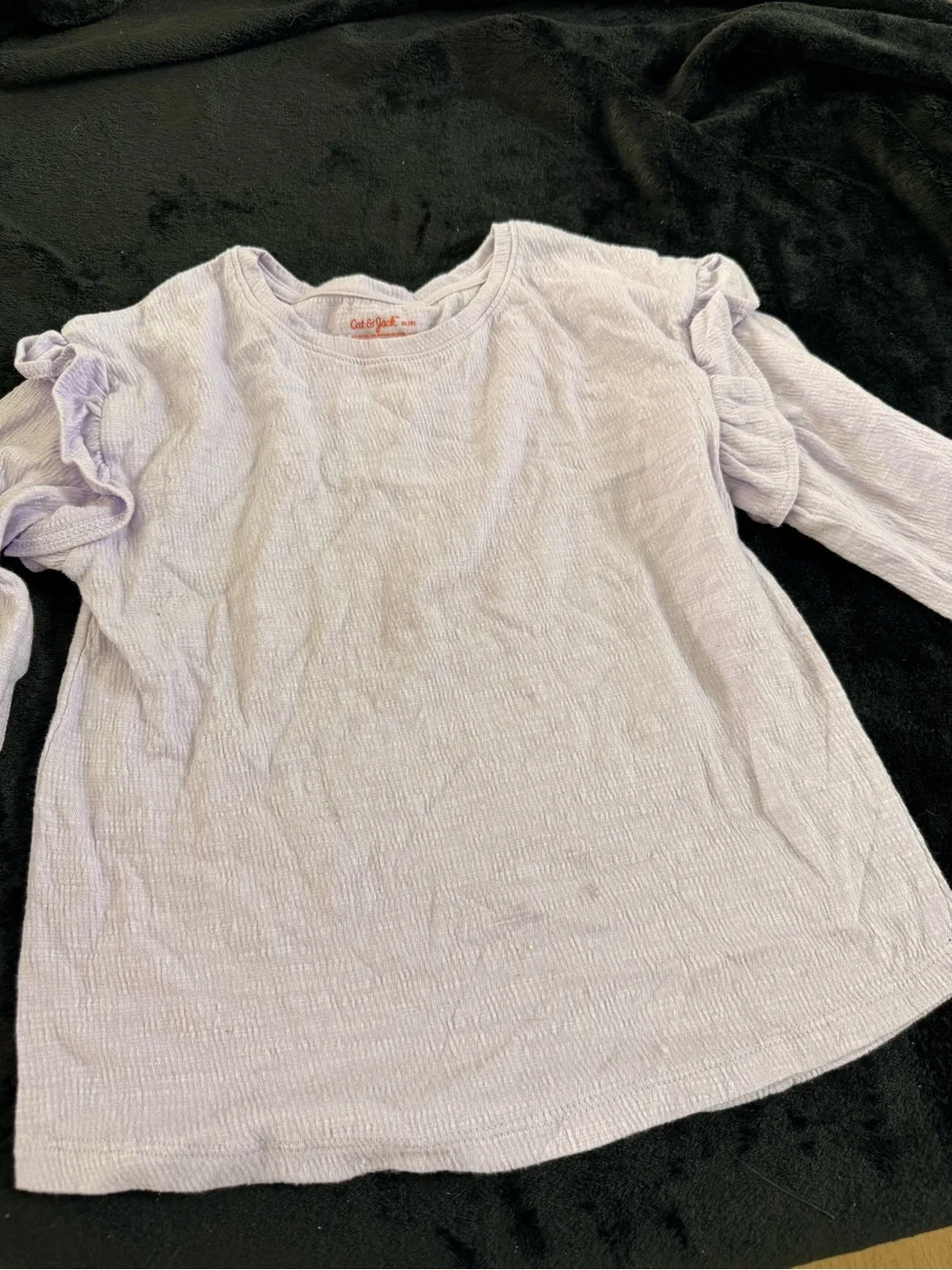 Cat & Jack Light Lavender Long-Sleeve Ruffle Shoulder Top